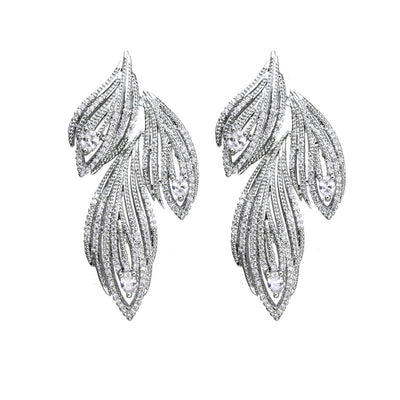 Aretes con Hoja de Circonitas Brillantes para Mujer - Image 12