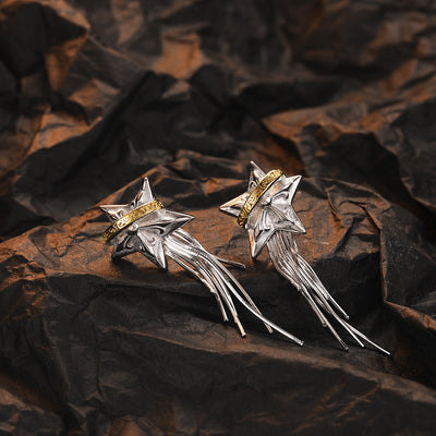 Aretes de Plata Esterlina 925 Diseño Borla Planeta Cinco Puntas - Image 10
