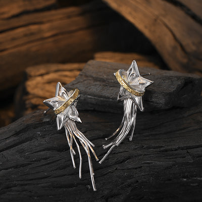 Aretes de Plata Esterlina 925 Diseño Borla Planeta Cinco Puntas - Image 13