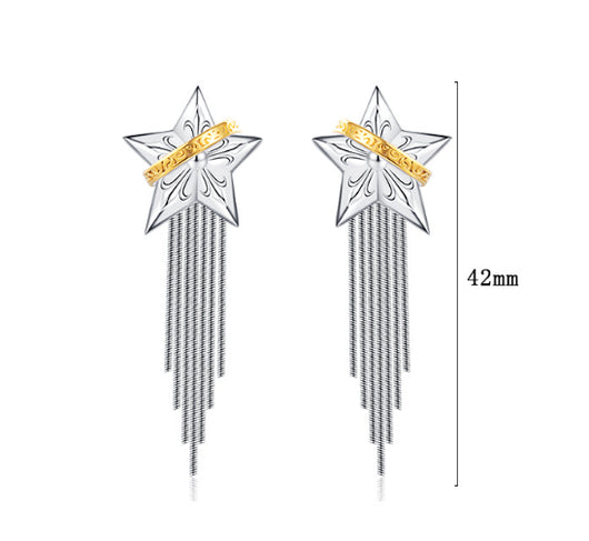 Aretes de Plata Esterlina 925 Diseño Borla Planeta Cinco Puntas - Image 14