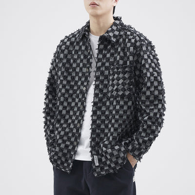 Chaqueta Casual Holgada Estilo Retro Japonés a Cuadros Multicolor para Hombre - Image 15
