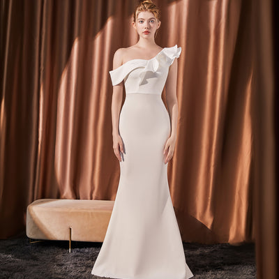 Vestido Largo Elegante con Hombros Inclinados Efecto Adelgazante - Image 6