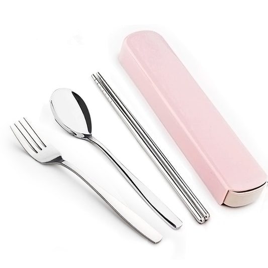 Set de Cubiertos Portátil de Acero Inoxidable - Palillos, Cuchara y Estuche - Image 2