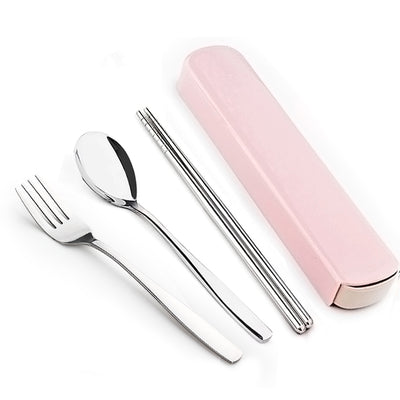 Set de Cubiertos Portátil de Acero Inoxidable - Palillos, Cuchara y Estuche - Image 2