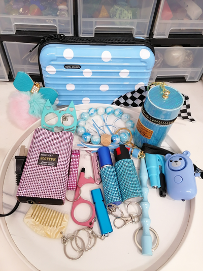 Set de 16 Llaveros Personalizados Azul Bebé y Rosa - Image 3