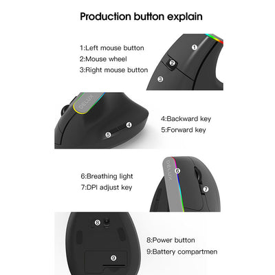 Ratón Ergonómico RGB Inalámbrico Vertical M618C - Image 14