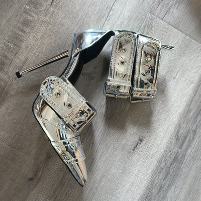 Sandalias de Tacón Alto Punta Cerrada con Hebilla Grande - Zapatos Sexy para Mujer - Image 10