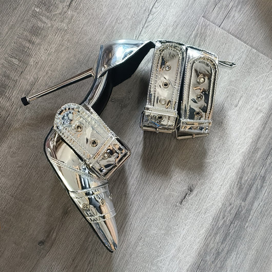 Sandalias de Tacón Alto Punta Cerrada con Hebilla Grande - Zapatos Sexy para Mujer - Image 10