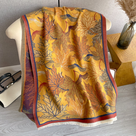 Elegante Pashmina Artificial para Mujer con Estampado de Hojas de Arce - Image 8