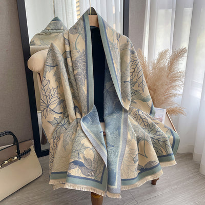 Elegante Pashmina Artificial para Mujer con Estampado de Hojas de Arce - Image 11