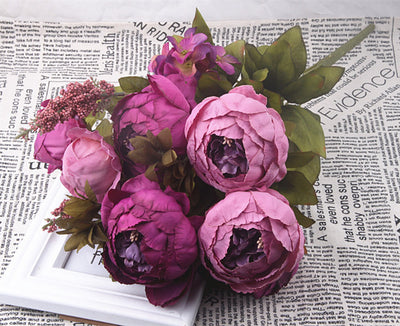 13 Flores Peonías Artificiales Estilo Europeo Premium - Image 4