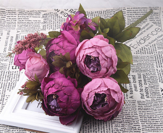 13 Flores Peonías Artificiales Estilo Europeo Premium - Image 4
