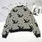 Sudadera Gruesa con Ilustración de Panda a Rayas Blanco y Negro