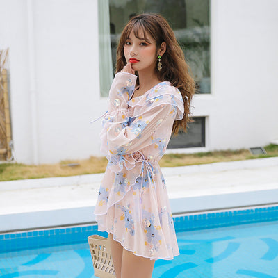 Blusa de Baño Chiffon con Abertura Lateral