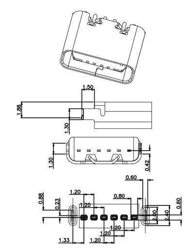 Conector USB-C Vertical 6-PIN de Alta Resistencia Térmica - Image 10