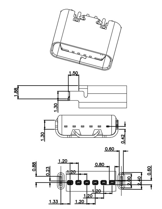 Conector USB-C Vertical 6-PIN de Alta Resistencia Térmica - Image 10