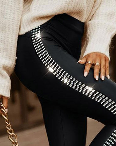 Pantalones Ajustados con Abertura y Detalles de Cristales para Commuter - Image 6