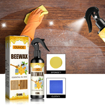 Black spray bottle of OUHOE Beeswax Essential Oil Wax, 120ml, for furniture and floor care. - Image 9