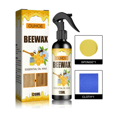Black spray bottle of OUHOE Beeswax Essential Oil Wax, 120ml, for furniture and floor care. - Image 11