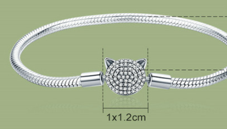 Pulsera Base Gato Plata DIY S925 - Diseño Encantador Chapado en Platino - Image 5