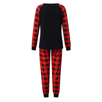 Three matching family Christmas pajama sets with black tops, red plaid sleeves, and red plaid pants. Tops feature '2020 MERRY CHRISTMAS' text. - Image 7