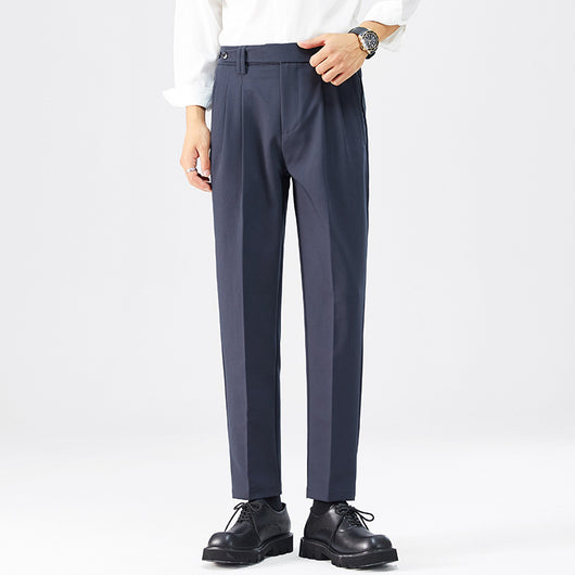 Pantalones Casuales Rectos con Botón en la Cintura Estilo Coreano para Hombre - Image 5