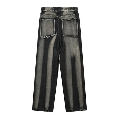 Jeans Punk Desgastados con Costuras Irregulares para Hombre - Image 8