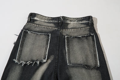 Jeans Punk Desgastados con Costuras Irregulares para Hombre - Image 10