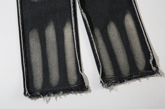 Jeans Punk Desgastados con Costuras Irregulares para Hombre - Image 11