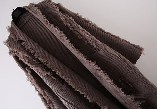 Cardigan Tejido con Capucha y Borlas - Suéter Falsa Dos Piezas Largo - Image 15