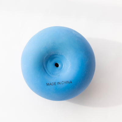 Blue rubber pet toy with big white eyes, black pupils, an open black mouth, and pink blush spots, for dogs and cats. - Image 8