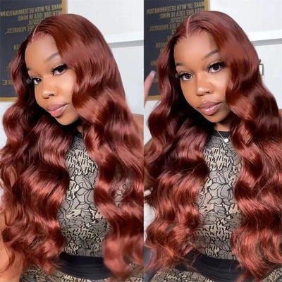Peluca Frontal de Encaje Rojo Ondas Grandes Cabello Largo - Image 8