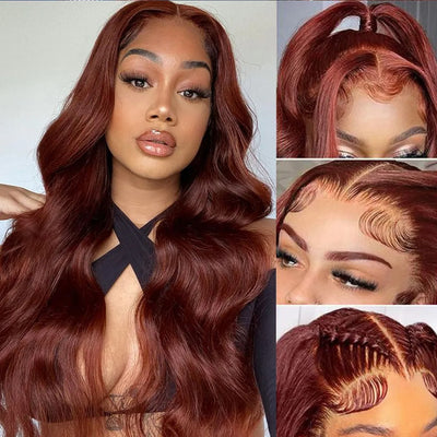 Peluca Frontal de Encaje Rojo Ondas Grandes Cabello Largo - Image 10