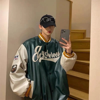 Chaqueta de Béisbol en Cuero PU para Hombre - Image 12