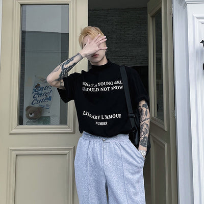 Camiseta Hombre Cuello Alto Manga Corta Estampado Inglés - Image 17