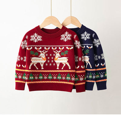 Suéter Navideño Infantil con Reno - Pullover de Invierno para Niñas