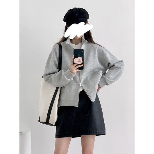 Chaqueta Casual de Algodón Espacial de Alta Densidad con Doble Cierre y Cuello Alto - Image 11