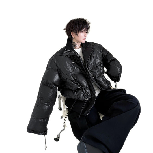 Abrigo de Algodón Grueso Suelto con Cuello Alto y Hebilla para Hombre - Image 11