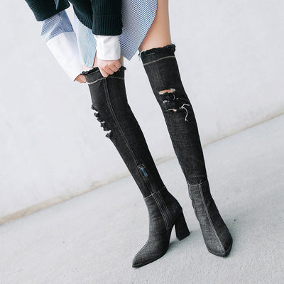 Botas de Denim con Punta Afilada para Mujer - Image 4