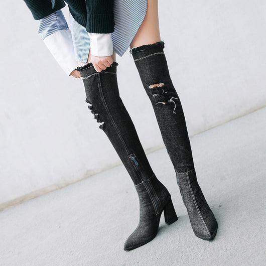 Botas de Denim con Punta Afilada para Mujer - Image 4