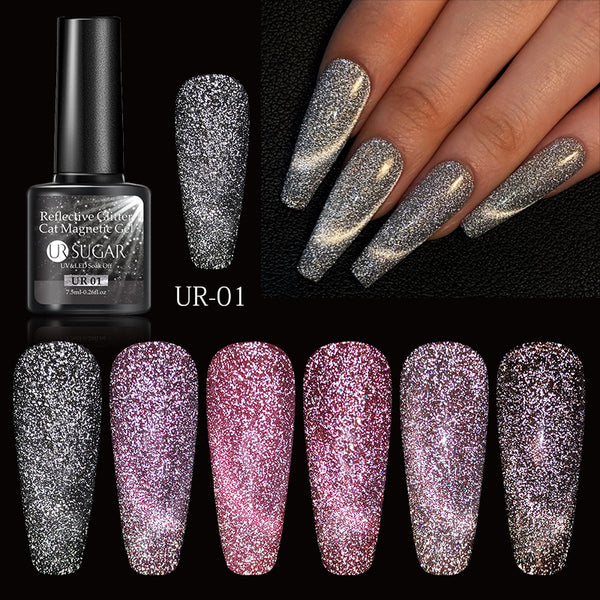 Esmalte Gel Efecto Ojo de Gato con Cristales Diamante