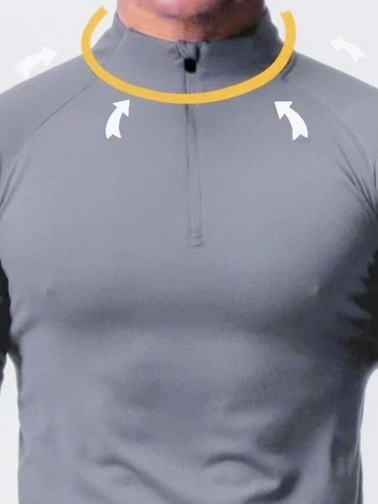 Playera Entrenamiento Cuello Alto Cierre Medio Ajuste Slim Manga Larga Hombre - Image 11