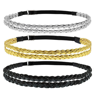Diadema Elástica Trenzada Tres Hilos Oro y Plata - Image 14