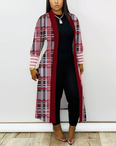 Abrigo Trench Largo Holgado con Costuras Decorativas para Commute - Image 10