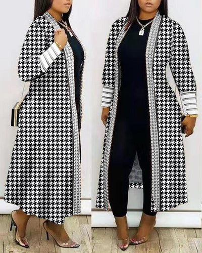 Abrigo Trench Largo Holgado con Costuras Decorativas para Commute - Image 12