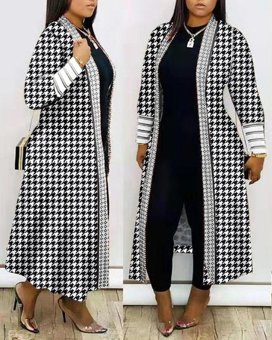 Abrigo Trench Largo Holgado con Costuras Decorativas para Commute - Image 12