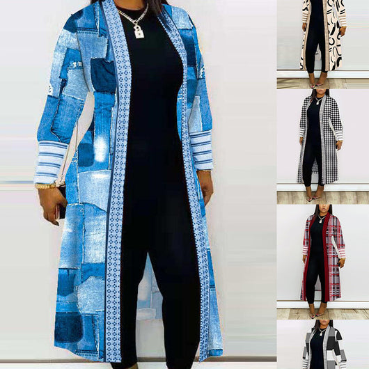 Abrigo Trench Largo Holgado con Costuras Decorativas para Commute - Image 14