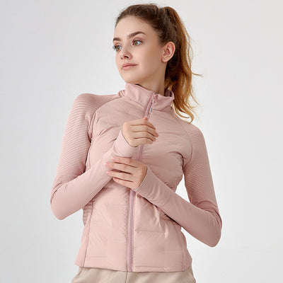 Chaqueta Deportiva de Plumón de Ganso Blanco Ligera con Manga Larga para Ciclismo y Yoga - Image 9
