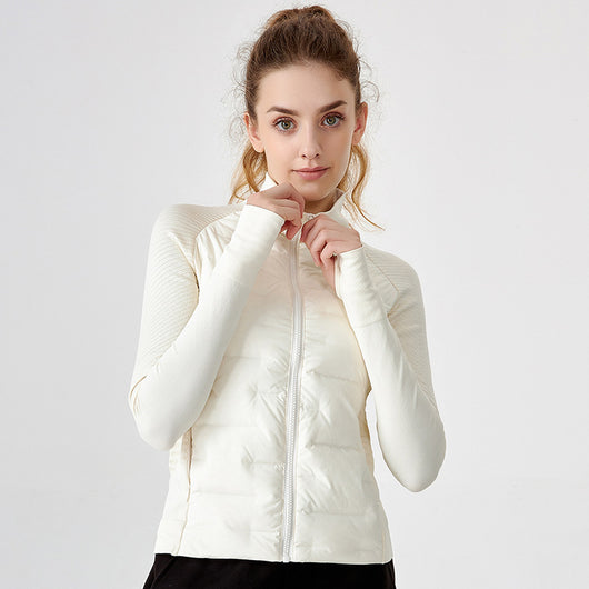 Chaqueta Deportiva de Plumón de Ganso Blanco Ligera con Manga Larga para Ciclismo y Yoga - Image 11