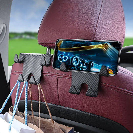 Soporte Multifunción de Fibra de Carbono para Smartphone - Gancho Organizador de Asiento Trasero - Image 9